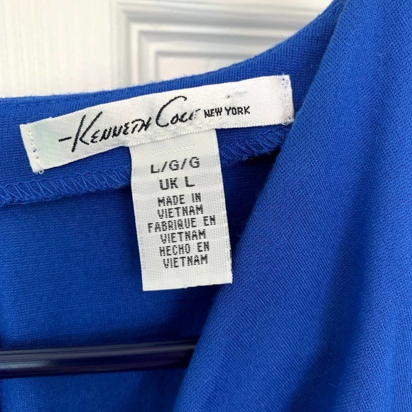 Kenneth‎ Cole Blue Wrap Belt Midi Dress Women's Size Large - Picture 2 of 8
